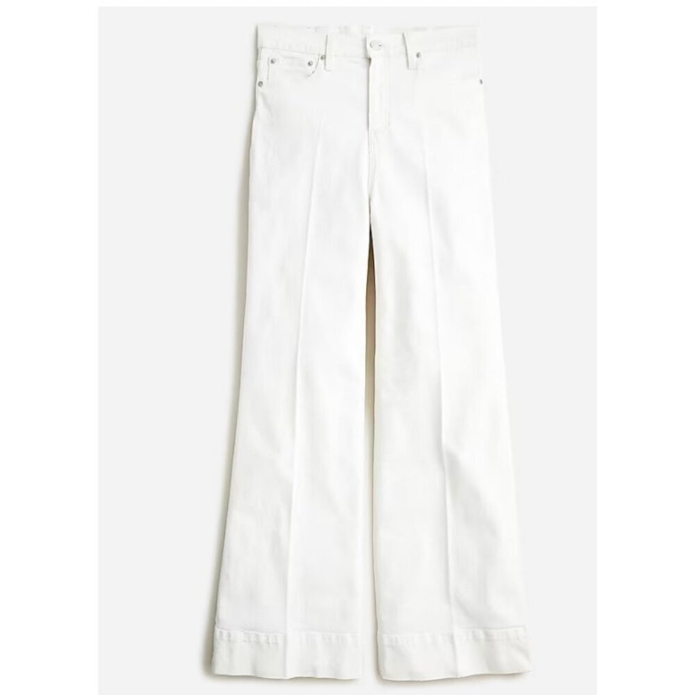 J.Crew Womens $148 Wide Leg Denim Trouser White Size 32 BM338